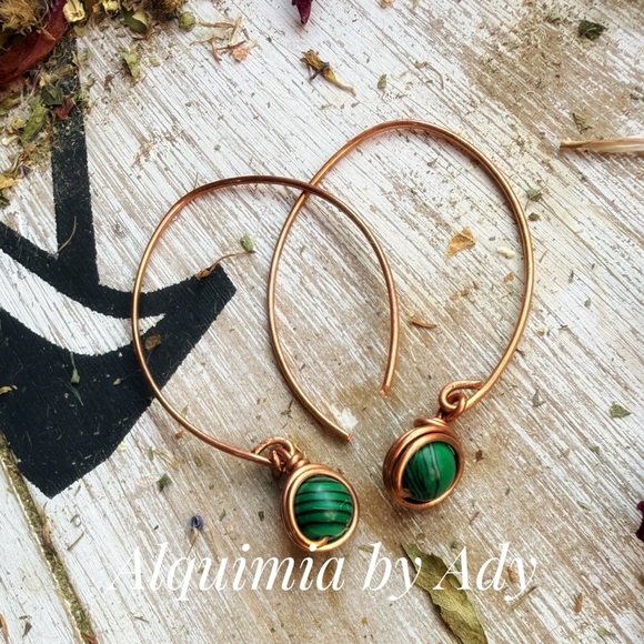 Alquimia Jewelry - Malachite long earrings
